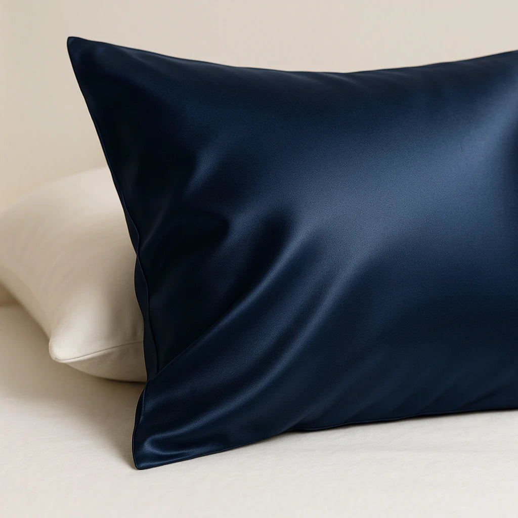 SŌIE silk pillowcase in navy
