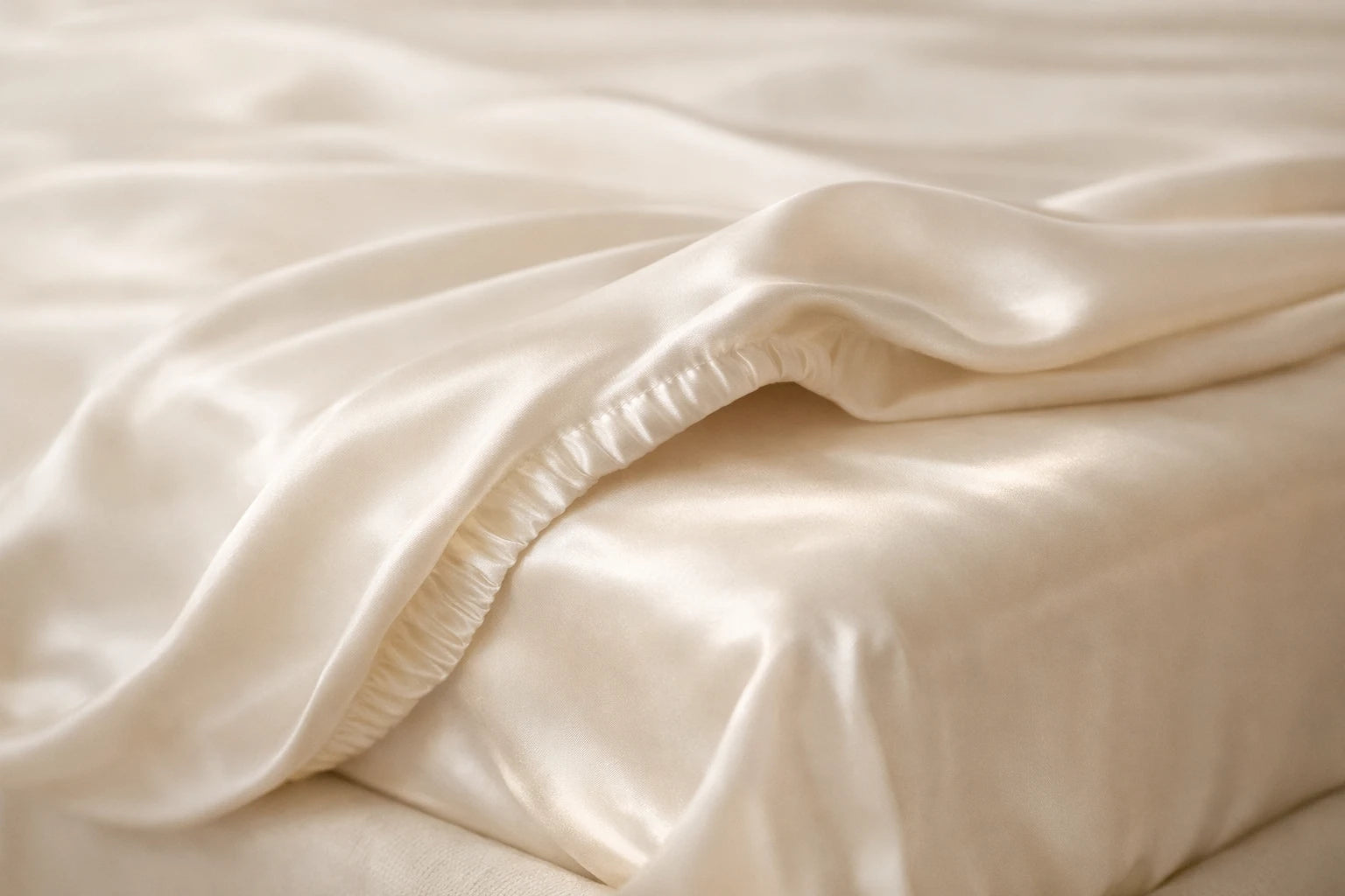 Close-up detail of SŌIE silk sheet fabric