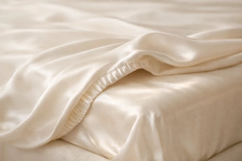 Close-up detail of SŌIE silk sheet fabric